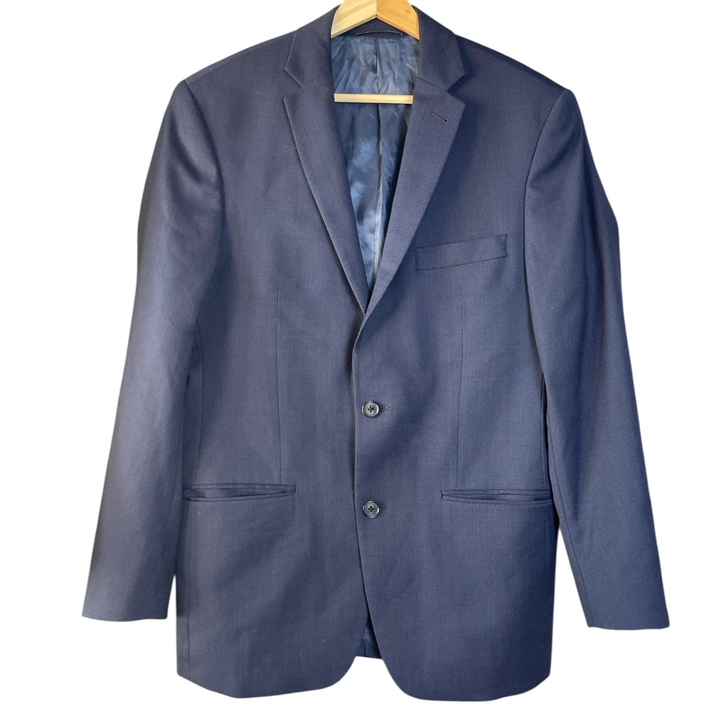 SPURR NEW‎ YORK Mens Otello Wool Suit Jacket Blazer Navy Blue 40R